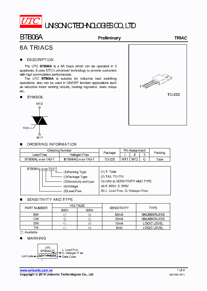 BTB06ALG-6-TW-TA3-T_8254759.PDF Datasheet