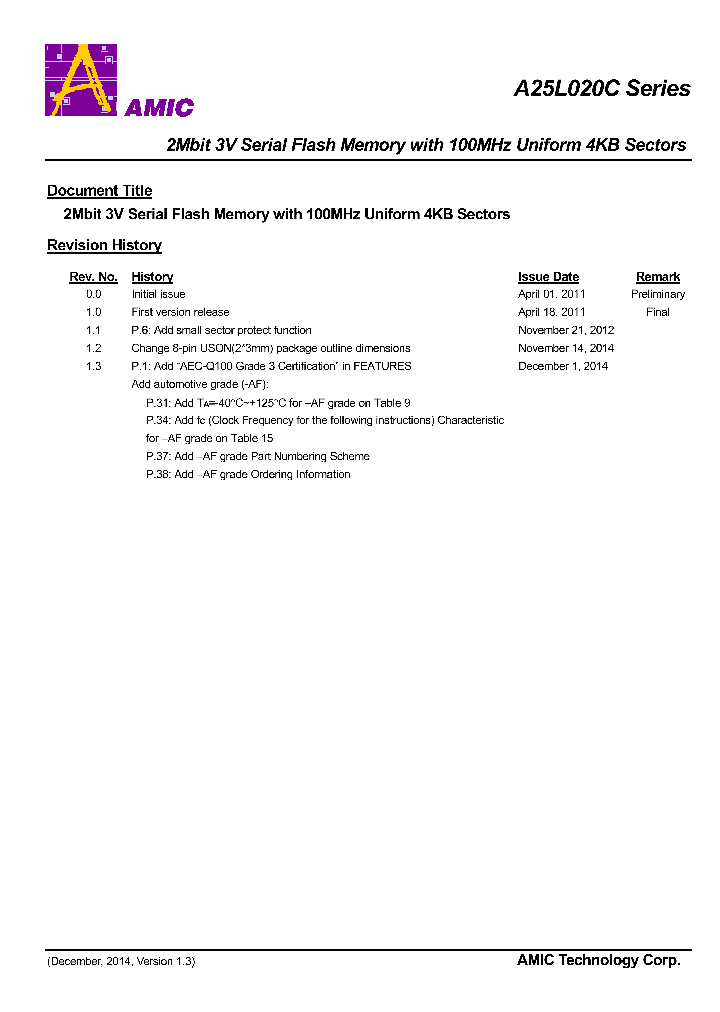 A25L020C_8257135.PDF Datasheet