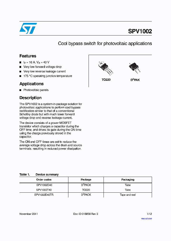SPV1002D40TR_7853576.PDF Datasheet