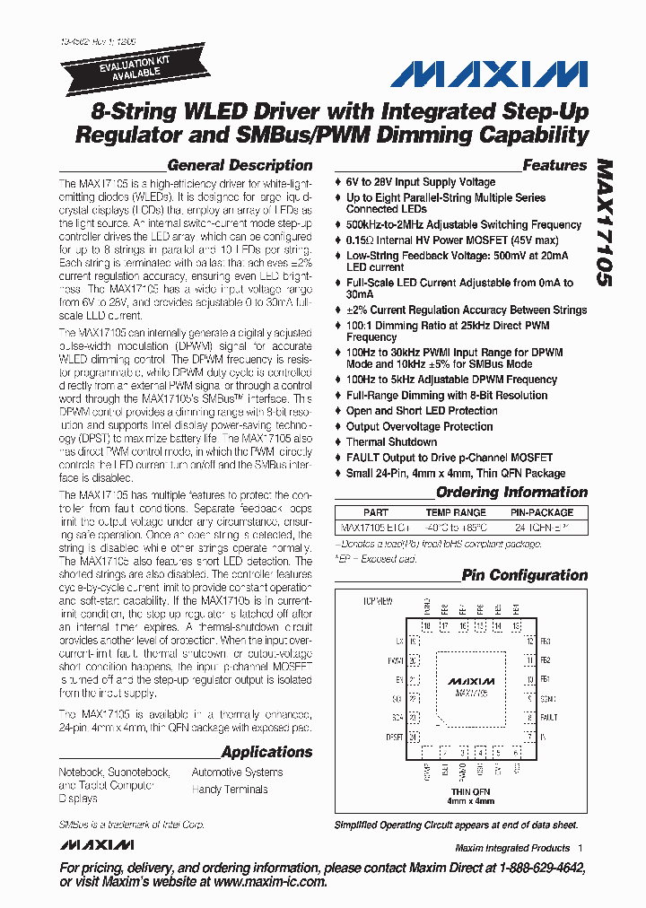 MAX17105ETG_7853208.PDF Datasheet