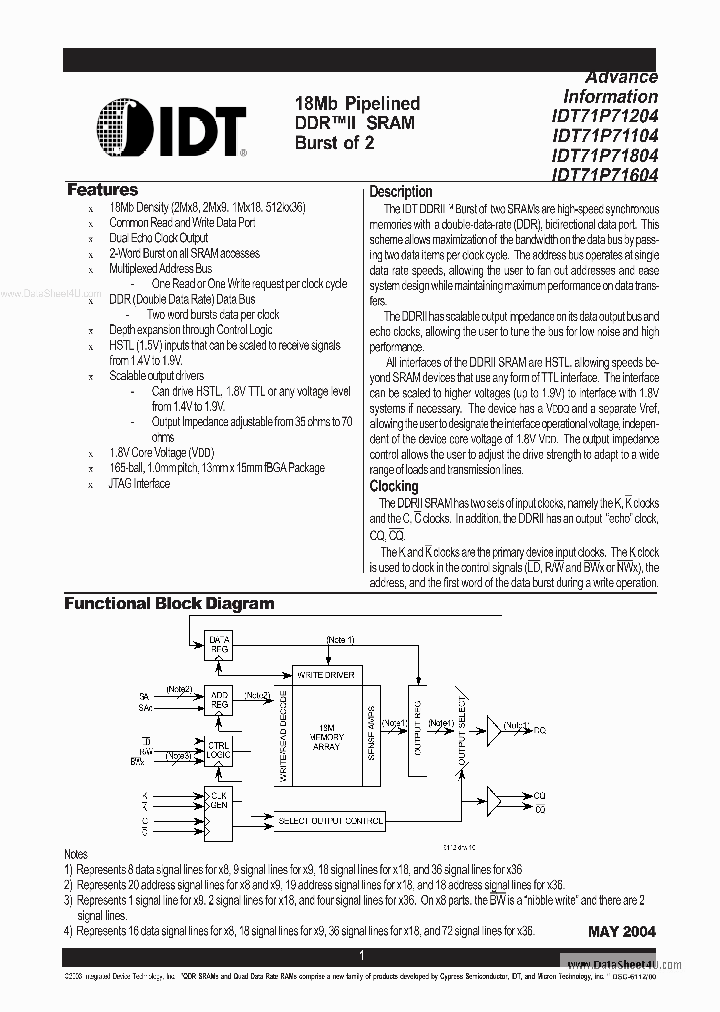 IDT71P71104_7856844.PDF Datasheet