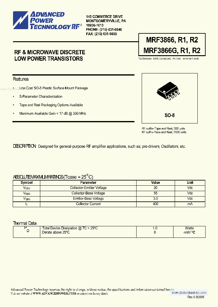 MRF3866GR2_7861881.PDF Datasheet