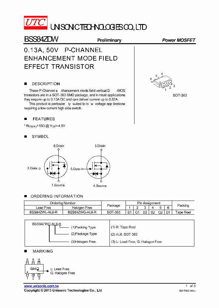 BSS84ZDW_7870503.PDF Datasheet