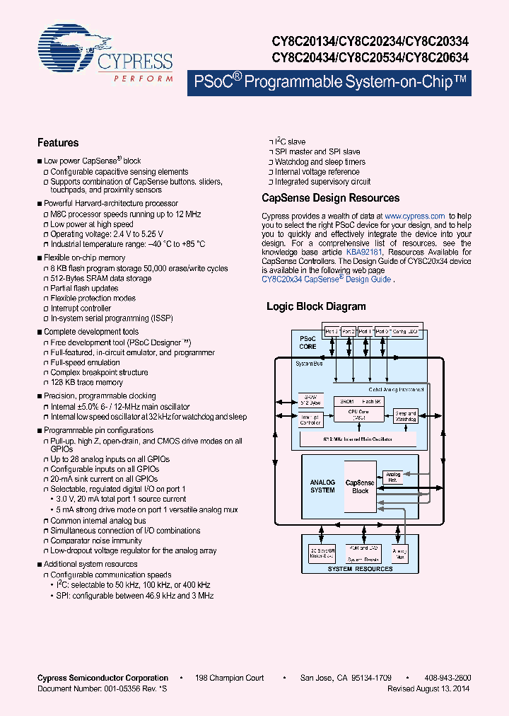 CY8C20134-12SXI_8280527.PDF Datasheet
