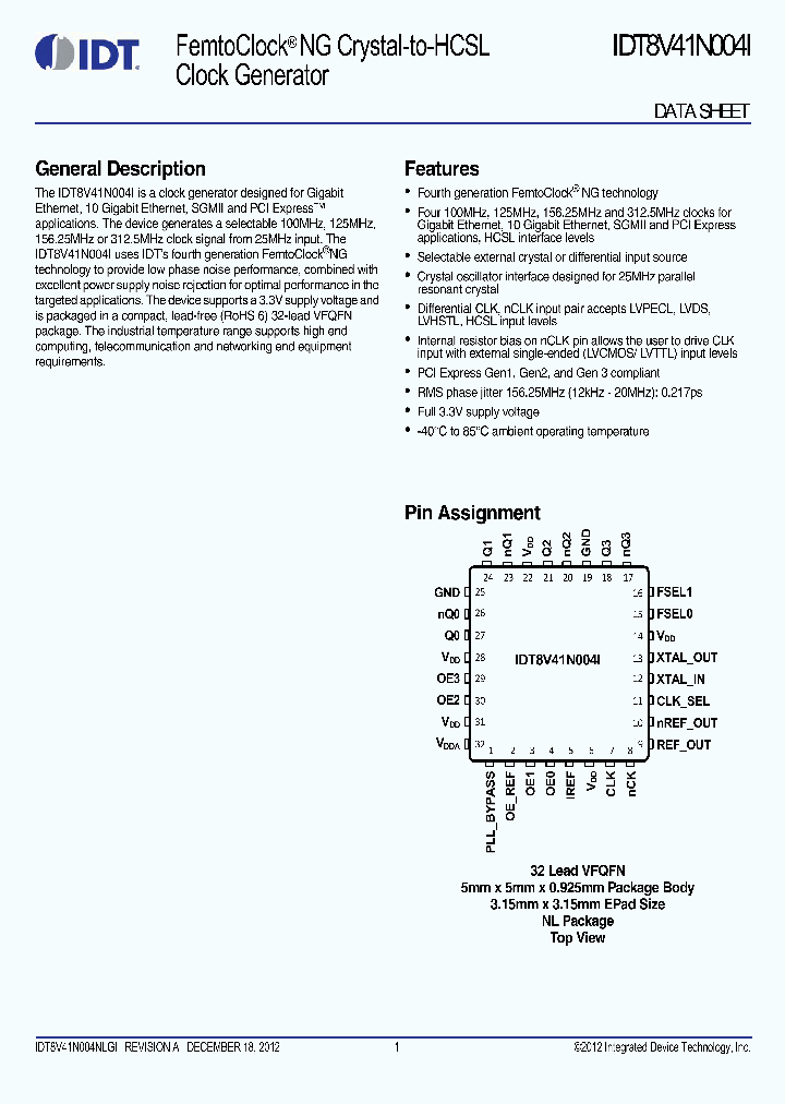 IDT8V41N004I_8281865.PDF Datasheet