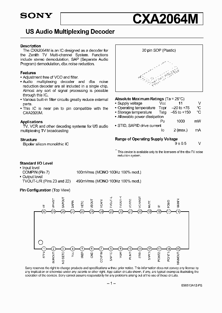 CXA2064M_8285072.PDF Datasheet