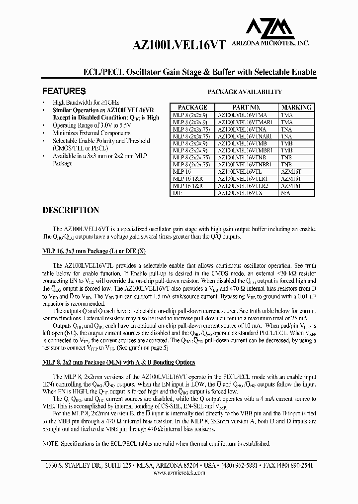 AZ100LVEL16VTMBR1_8285281.PDF Datasheet