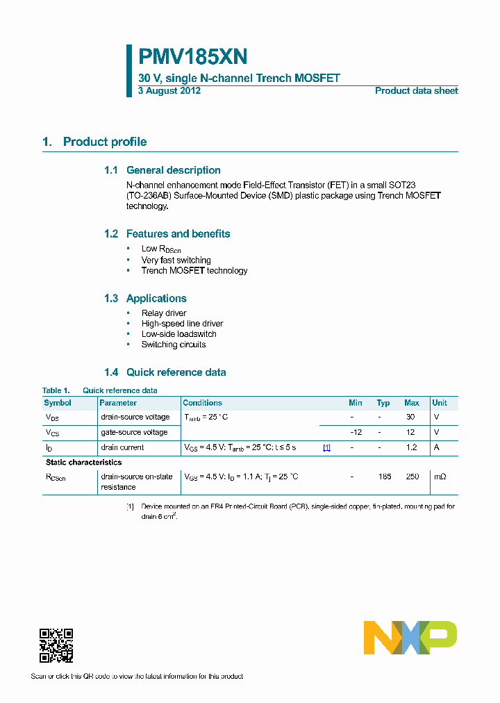 PMV185XN_8285934.PDF Datasheet