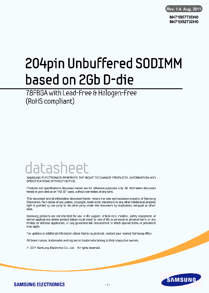 M471B5273DH0_7896798.PDF Datasheet
