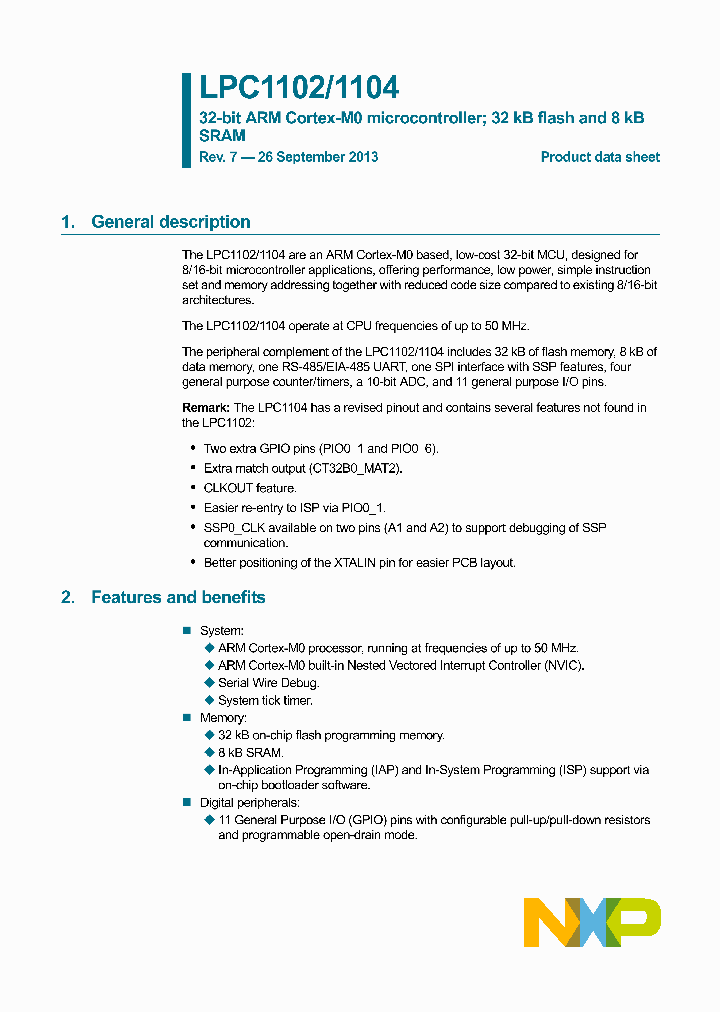 LPC1104UK_8286930.PDF Datasheet