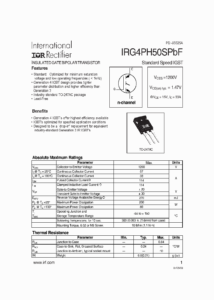 IRG4PH50SPBF-15_8287136.PDF Datasheet