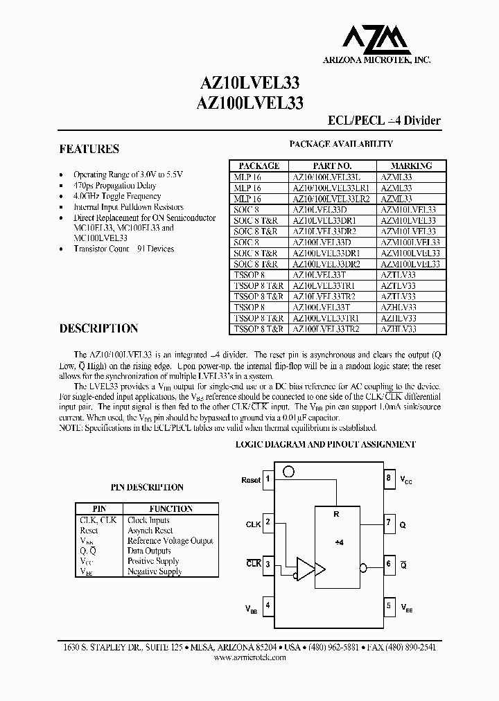AZ100LVEL33DR1_8287184.PDF Datasheet