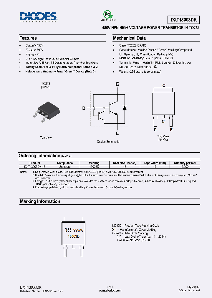 DXT13003DK-13_8287321.PDF Datasheet