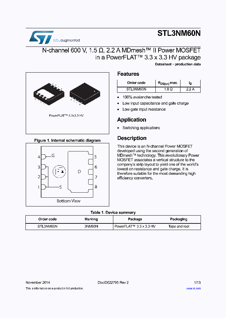 STL3NM60N_8287761.PDF Datasheet