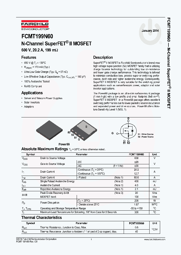 FCMT199N60_8288065.PDF Datasheet