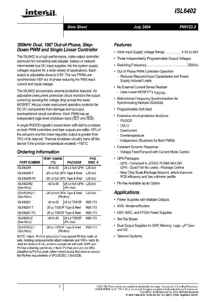 ISL6402IRZ_8288665.PDF Datasheet