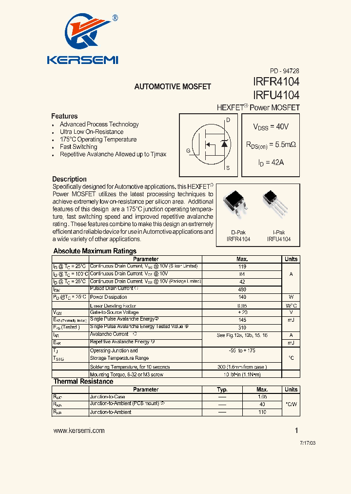 IRFR4104_8288887.PDF Datasheet