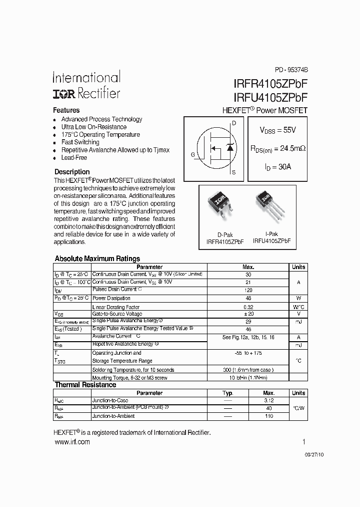 IRFR4105ZLPBF_8288901.PDF Datasheet