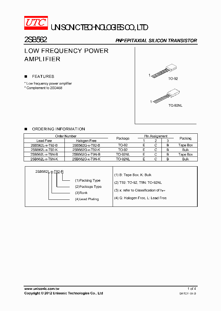 2SB562G-X-T92-B_8289242.PDF Datasheet