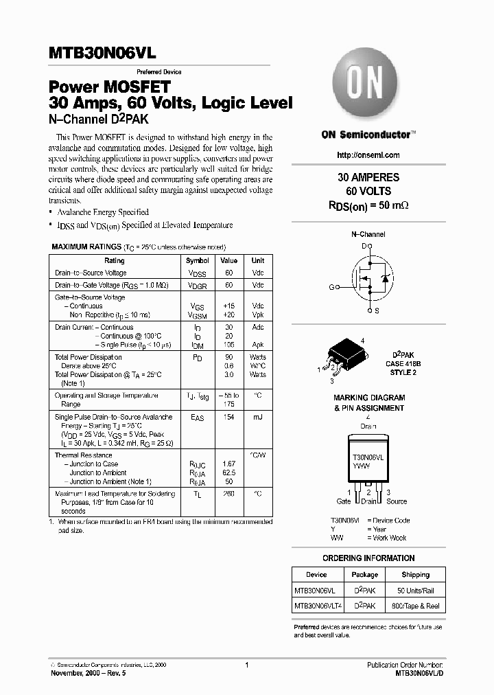 MTB30N06VL-D_8289418.PDF Datasheet
