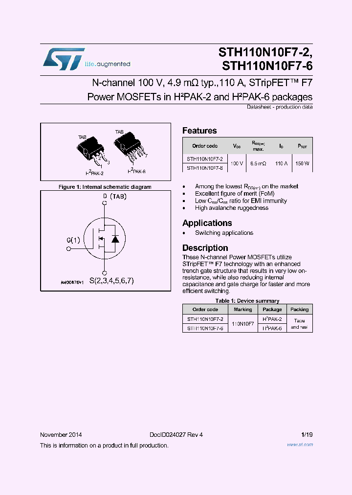 STH110N10F7-2_8289533.PDF Datasheet