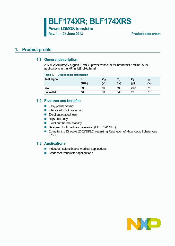 BLF174XRS_8289790.PDF Datasheet