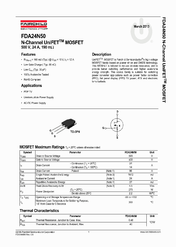FDA24N50_8290026.PDF Datasheet