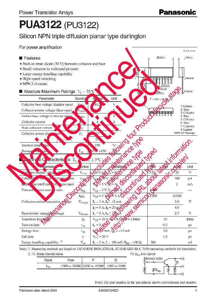 PUA3122_8290640.PDF Datasheet