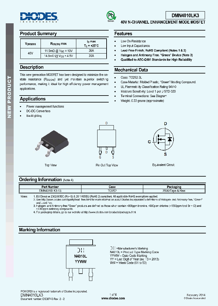 DMN4010LK3_8291097.PDF Datasheet