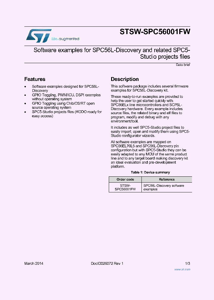 STSW-SPC56001FW2_8291447.PDF Datasheet