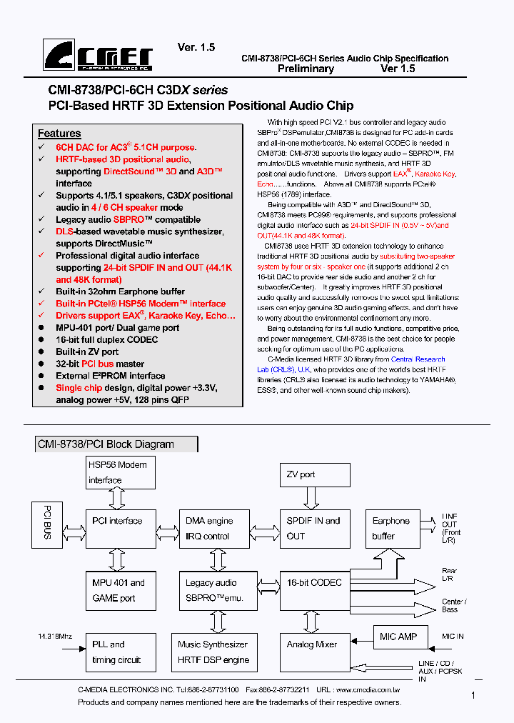 CMI8738PCI-6CH_8291458.PDF Datasheet