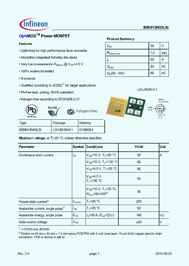 BSN012N03LSI_8291370.PDF Datasheet
