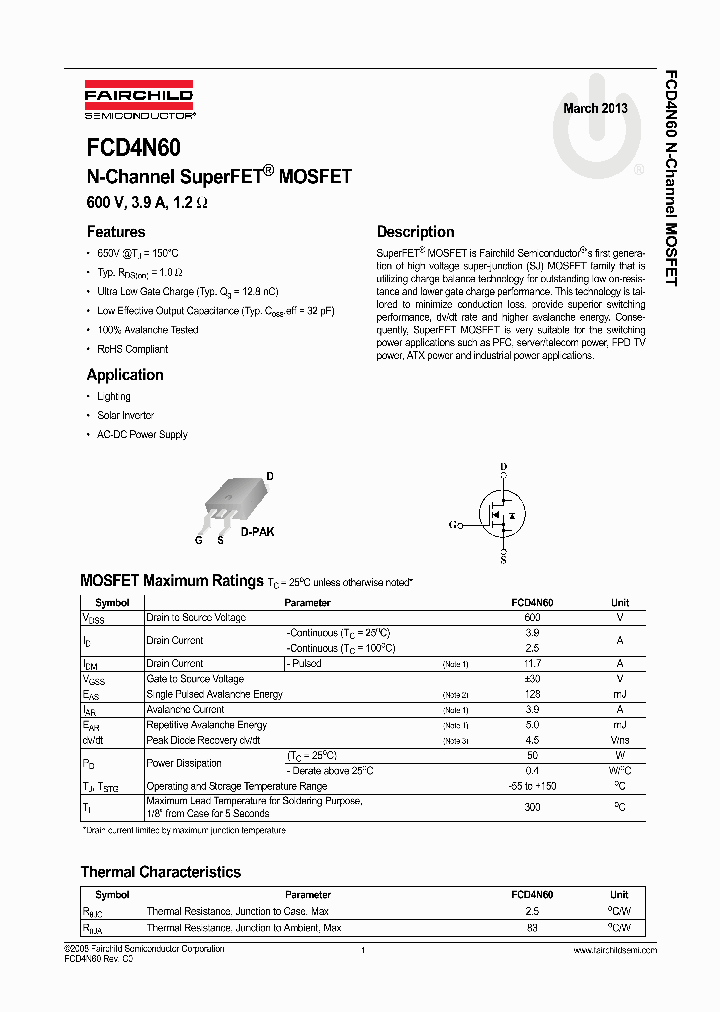 FCD4N60_8291488.PDF Datasheet
