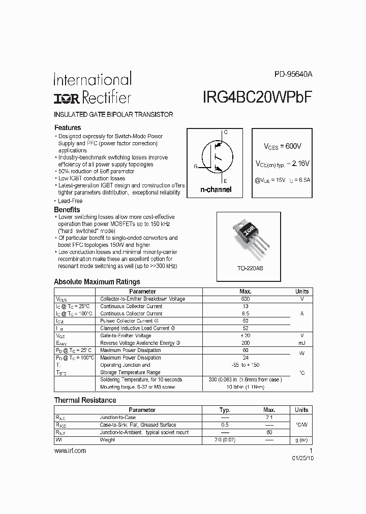 IRG4BC20WPBF_8291523.PDF Datasheet