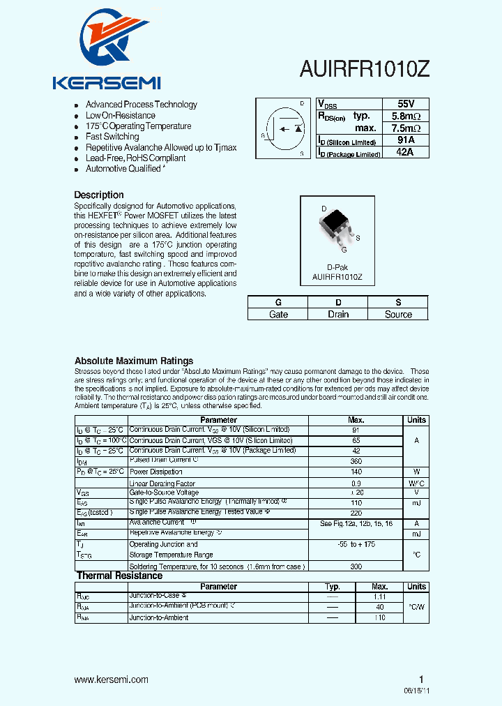 AUIRFR1010Z_8292865.PDF Datasheet