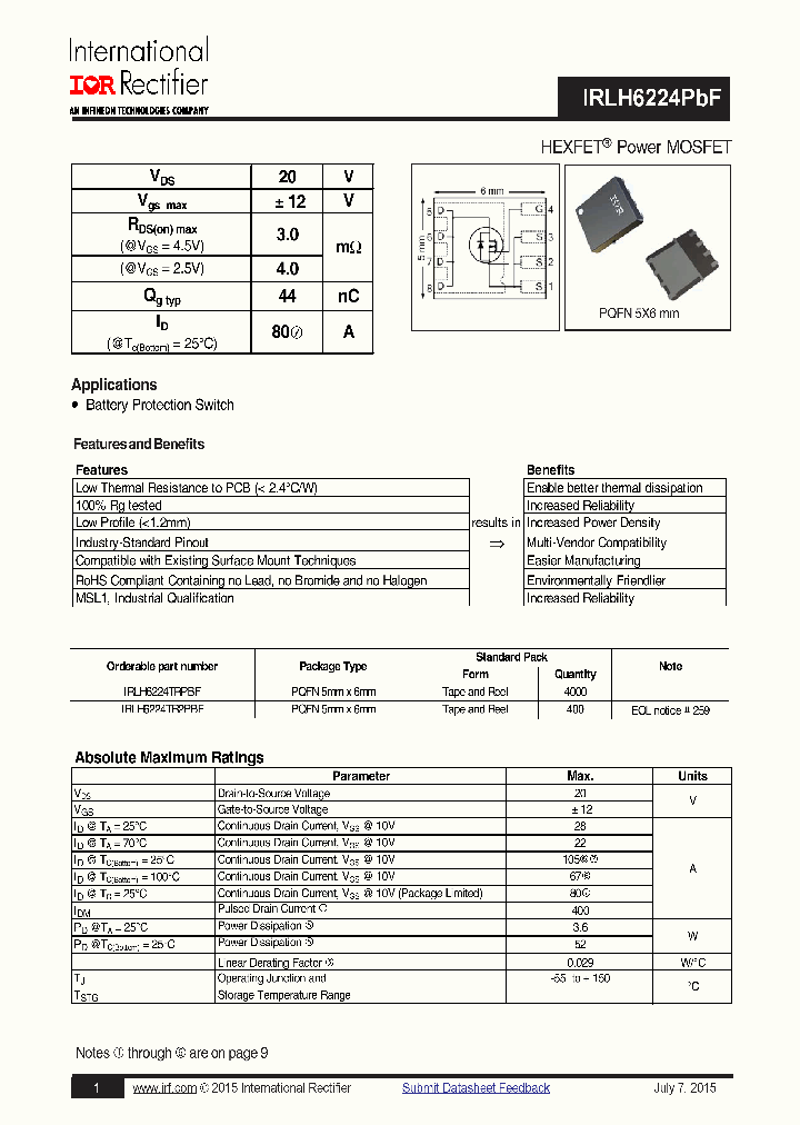IRLH6224PBF_8293004.PDF Datasheet