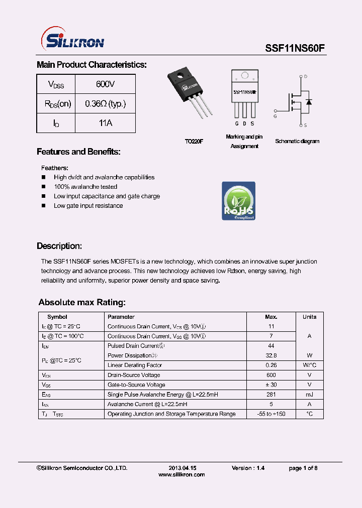 SSF11NS60F_8293635.PDF Datasheet