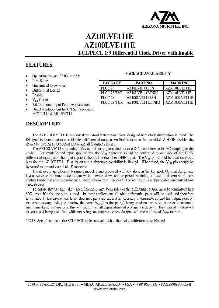 AZ100LVE111EFN_8293776.PDF Datasheet