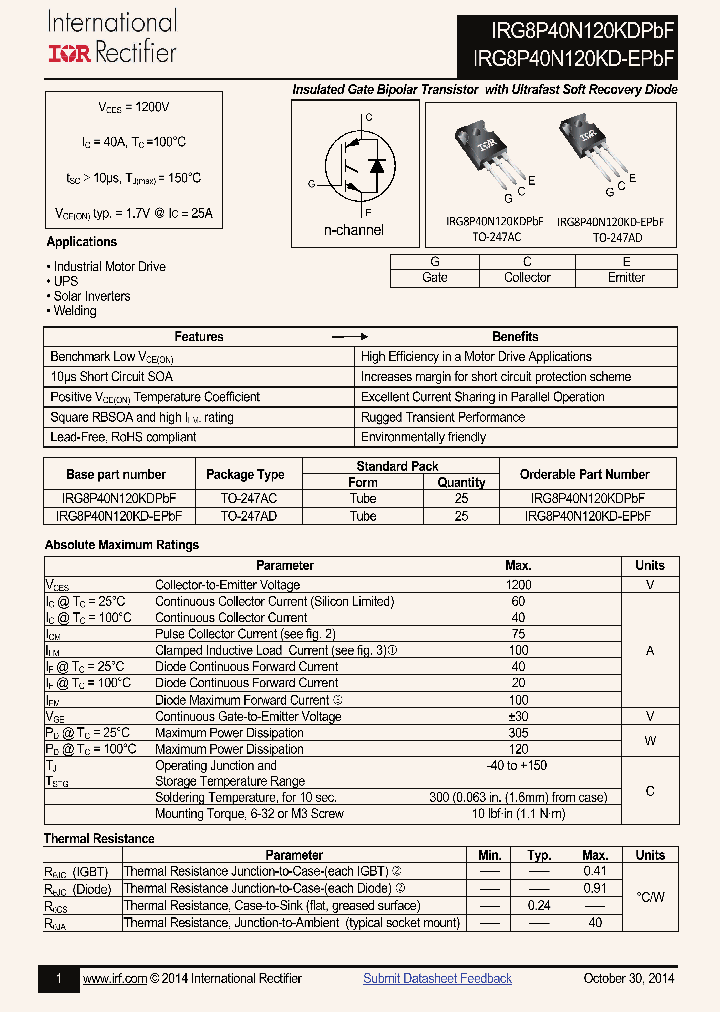 IRG8P40N120KDPBF_8294329.PDF Datasheet