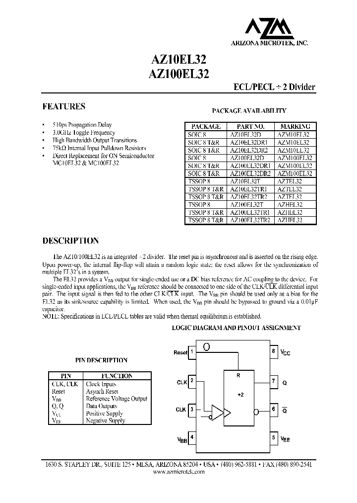 AZ100EL32T_8294707.PDF Datasheet