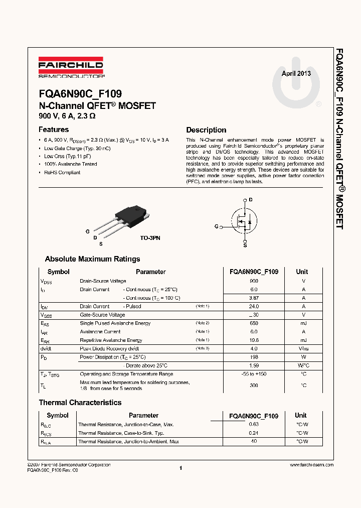 FQA6N90CF109_8295667.PDF Datasheet