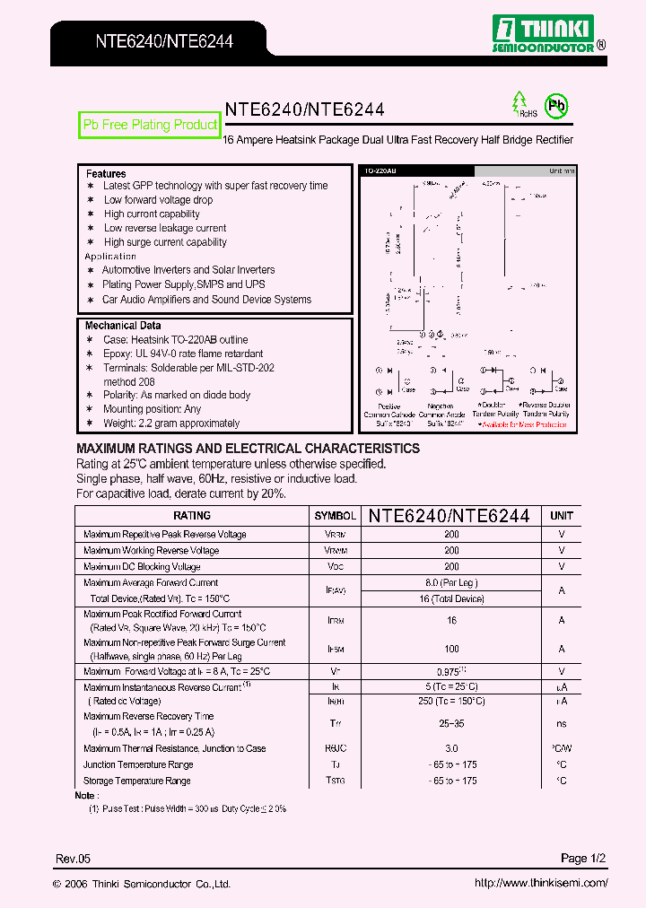 NTE6240_8296249.PDF Datasheet