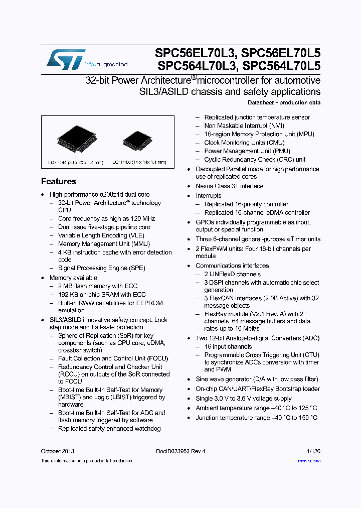 SPC564L70L3BCOSR_8296425.PDF Datasheet