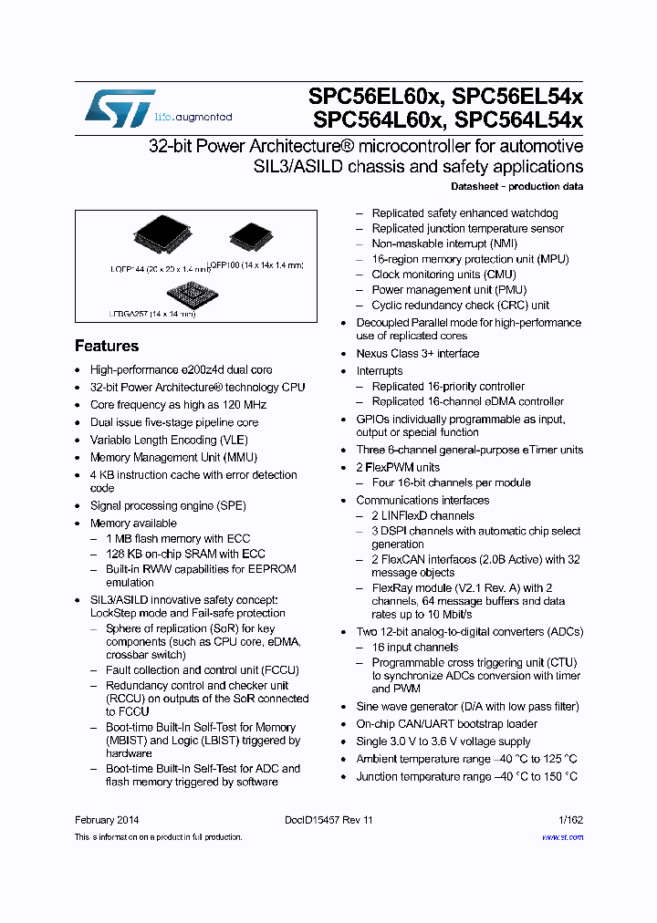 SPC56EL60L5CBOSR_8296427.PDF Datasheet