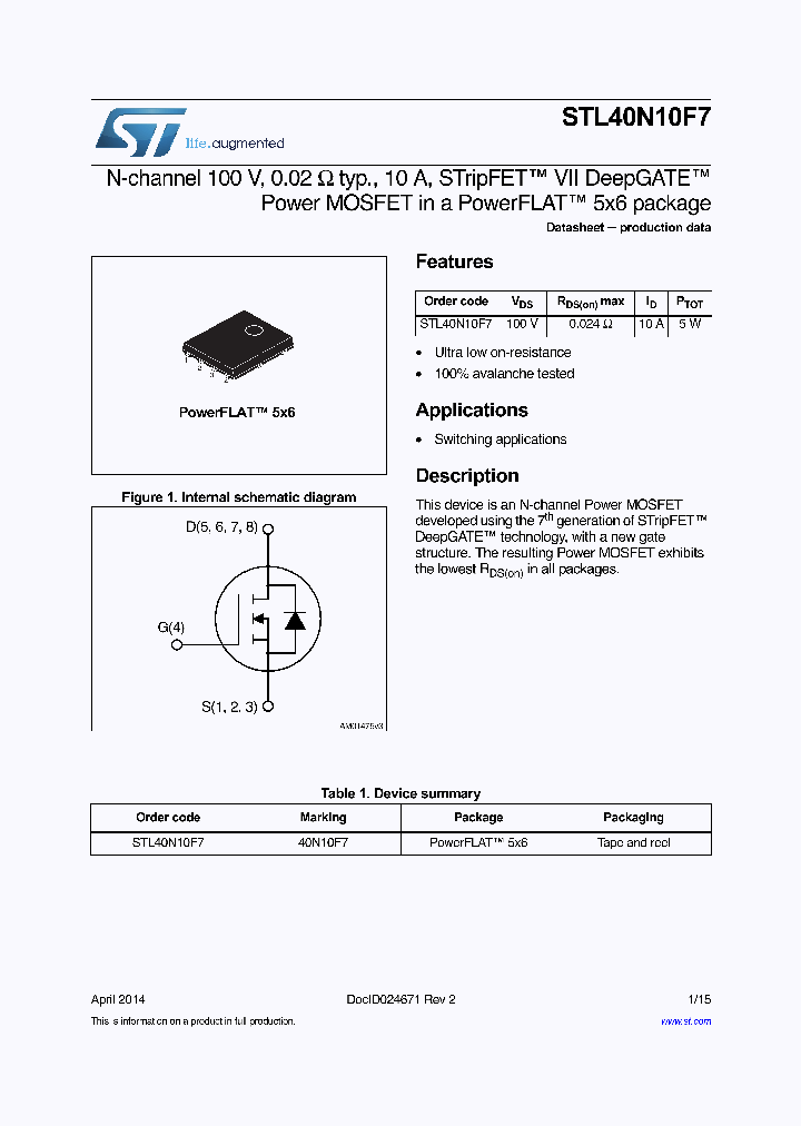 STL40N10F7_8296919.PDF Datasheet