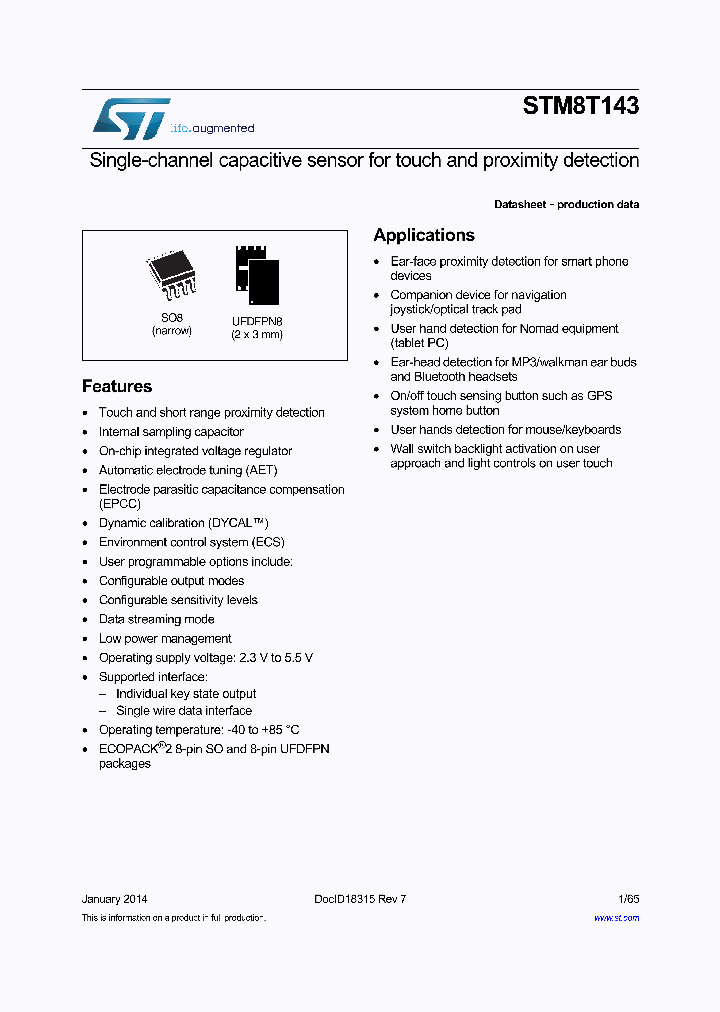 STM8T143AU62TTR_8297922.PDF Datasheet