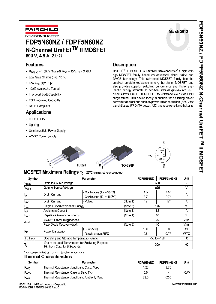 FDP5N60NZ_8298706.PDF Datasheet
