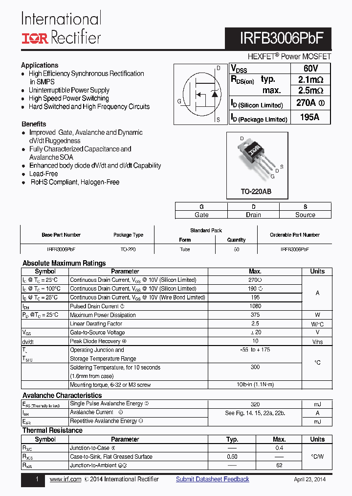 IRFB3006PBF_8299841.PDF Datasheet