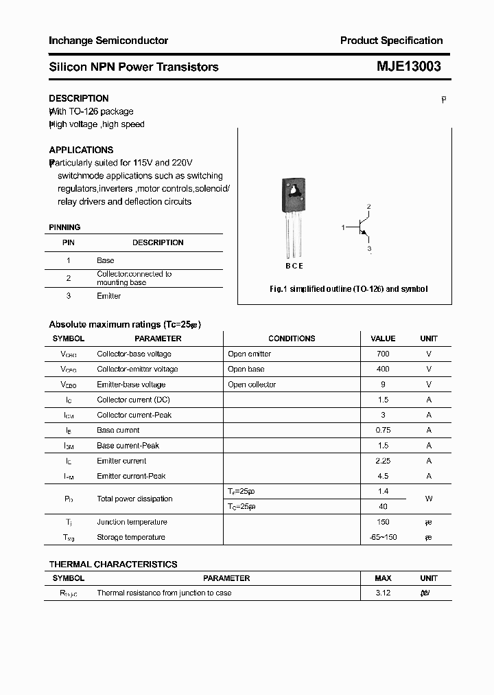 MJE13003_8301938.PDF Datasheet