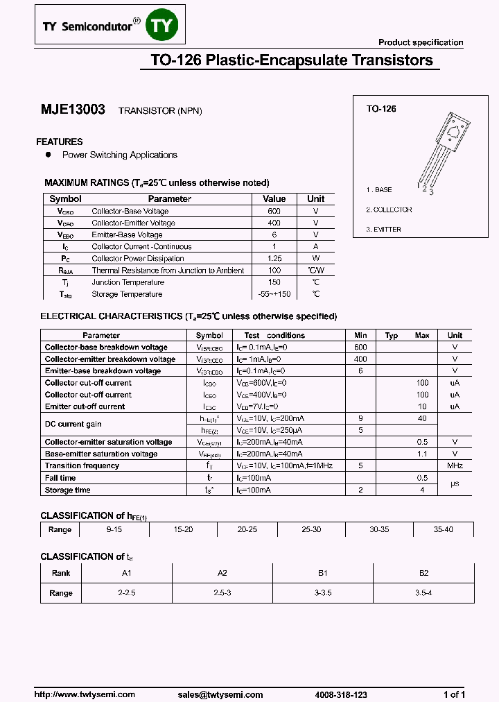 MJE13003_8301939.PDF Datasheet